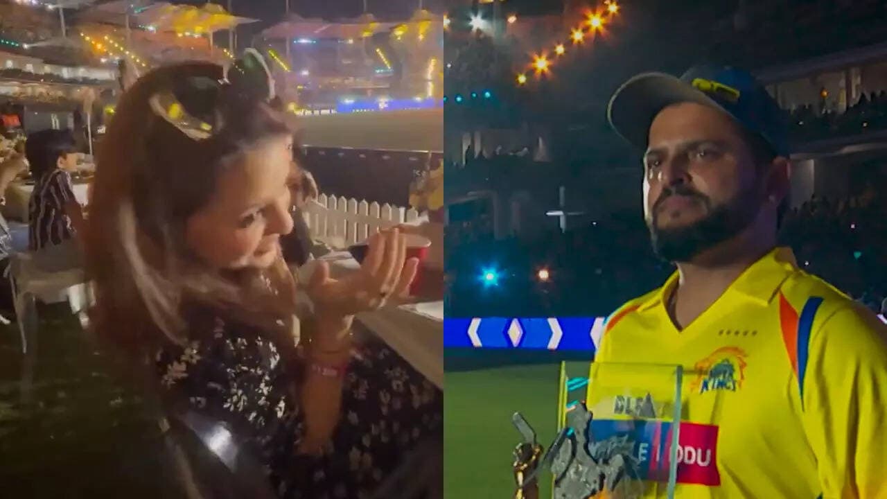'Gracia ke papa': Sakshi Dhoni's shout for Suresh Raina lights up CSK event - WATCH