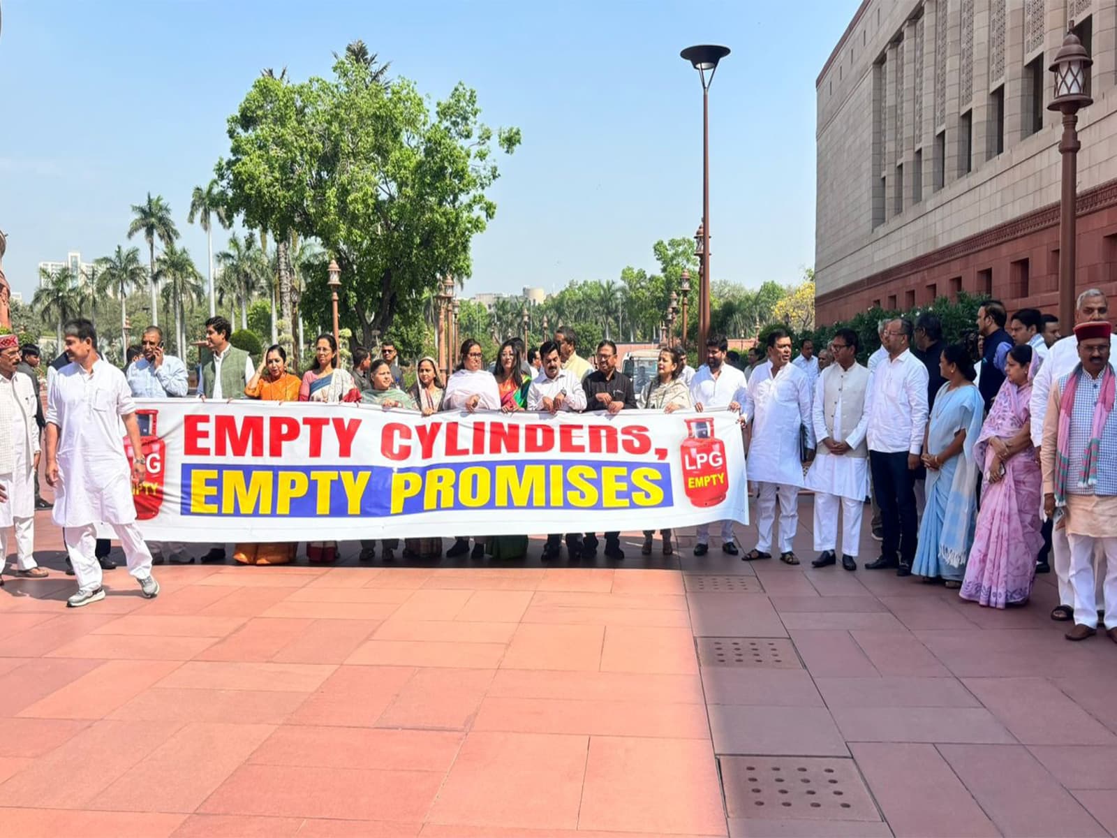 Opposition MPs hold protest in Parliament premises over LPG supply issue
