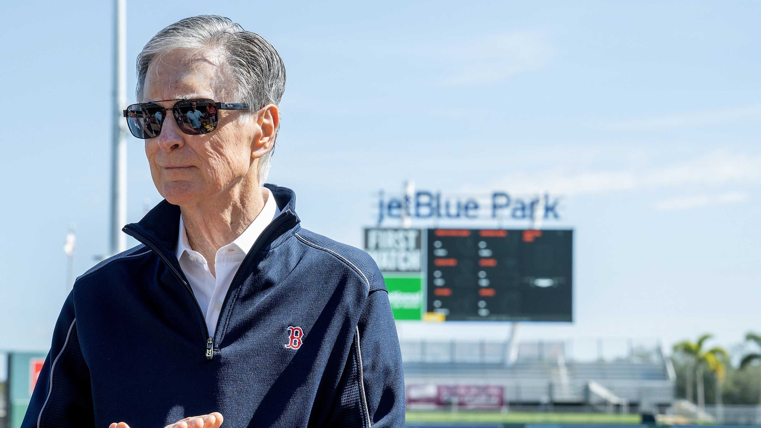 Feb 17, 2025; Lee County, FL, USA; Boston Red Sox owner John W. Henry attends spring training at Jet Blue Park at Fenway South. Photo Credit: Chris Tilley-Imagn Images
