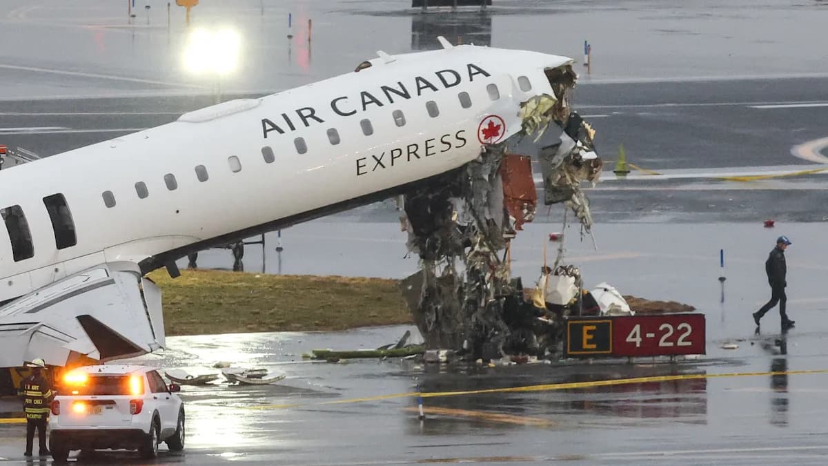 2 pilots dead, dozens injured after Air Canada plane collides with fire truck at NYC's LaGuardia Airport
